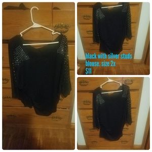 Black long sleeve top with silver studs